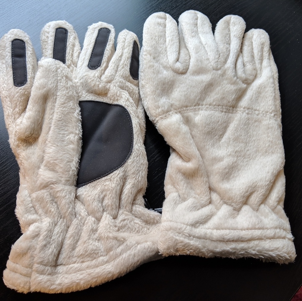 White Heavenly Fleece Land's End Gloves